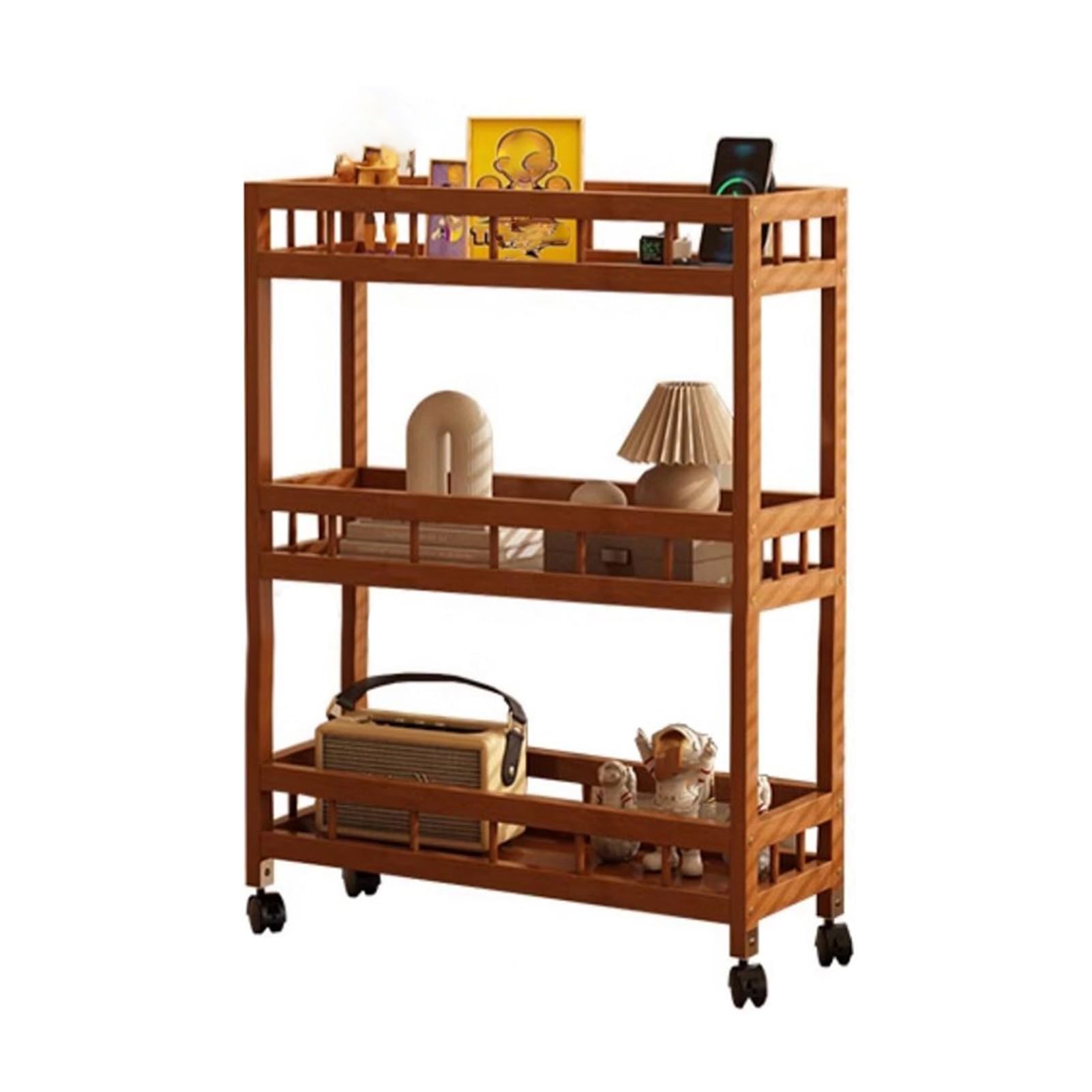 Carrello portaoggetti sottile a 2/3/4 ripiani per bagno, lavanderia e spazi ristretti, con ruote, 50 x 18 x 69 cm, compatto