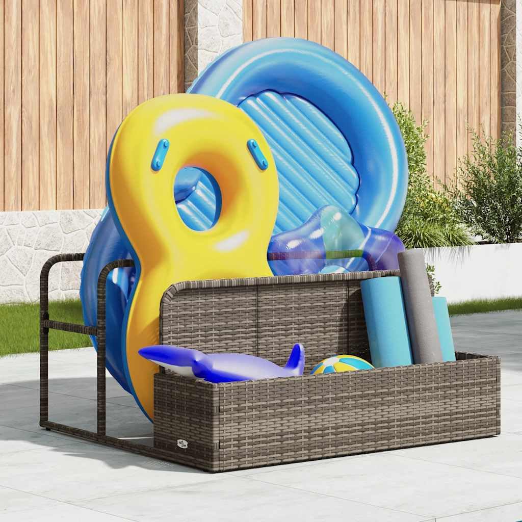 INLIFE Pool Aufbewahrungsbehälter Grau 110x100x57 cm Poly Rattan,Heim & Garten,Haushaltsbedarf,Aufbewahrung & Ordnungssysteme,Grau,9.8 KG,4104090