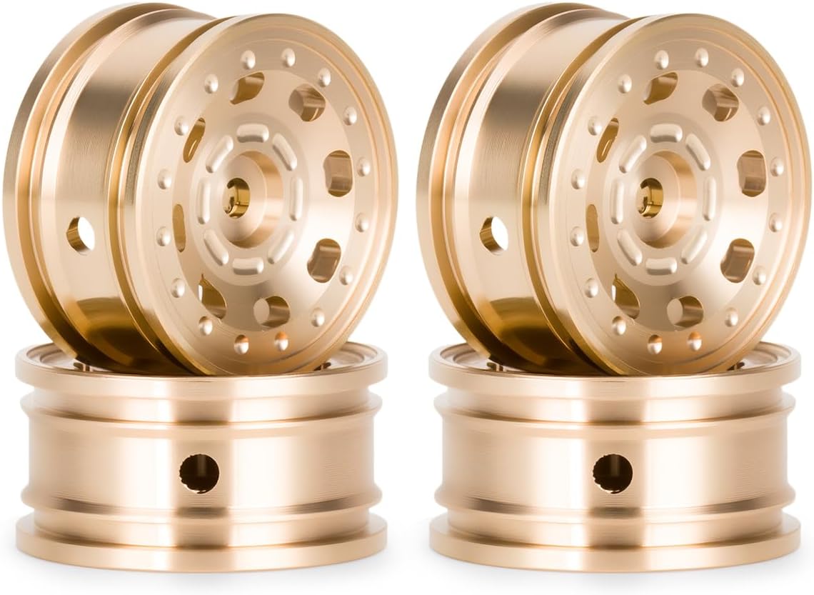 Brass 0.7” RC Wheel Hub, Heavy Weighted Wheel Rim for Mini RC Crawlers, 4PCS (6 Holes / 8 Holes Options) (8 Holes)