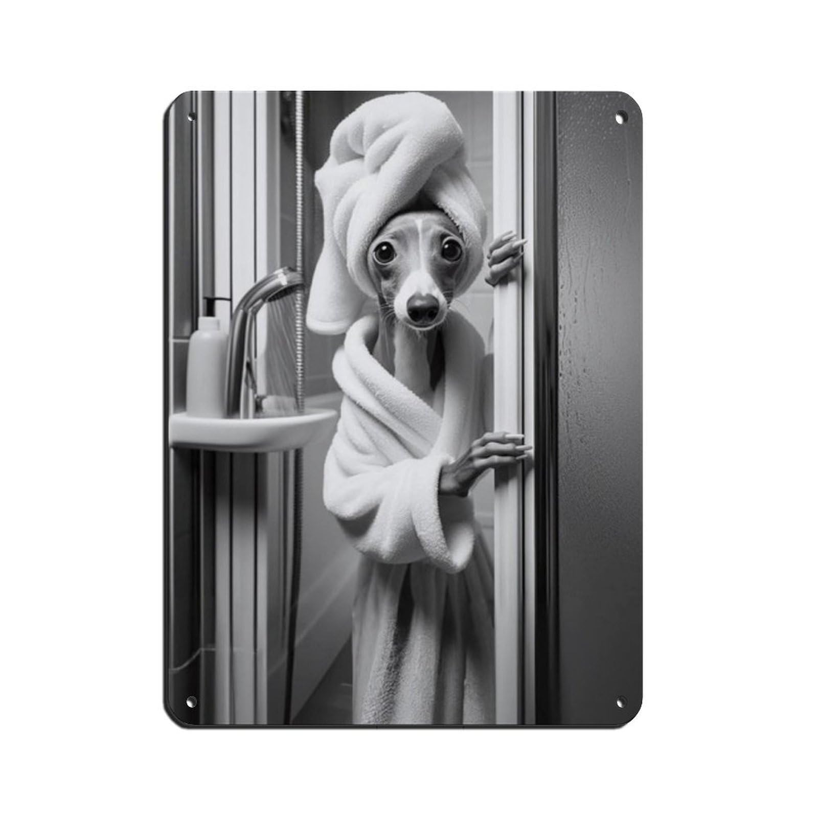 Lxwnze 30L X 40W Cm Italian Greyhound Bathroom Art Poster Retro Poster Metal Tin Sign Chic Art Retro Iron Painting Bar People Cave Cafe Family Garage Poster Wall Decoration 12X16inch(30X40cm)