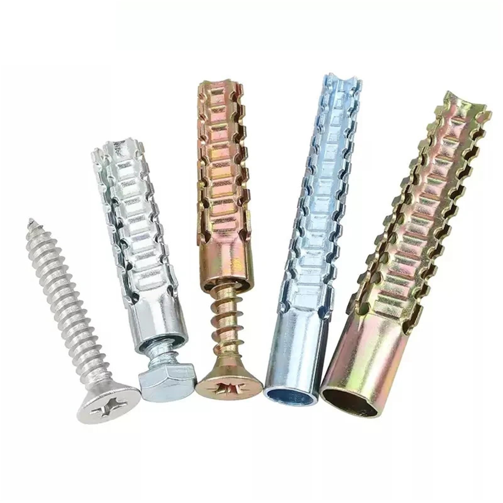 Expansionsschraube Kohlenstoffstahl-Expansionsrohr, gezahnte, dornige, selbstschneidende Schraube, Betonwandanker, Befestigungselemente(Color Zinc - Screw,10pcs,M10x60)