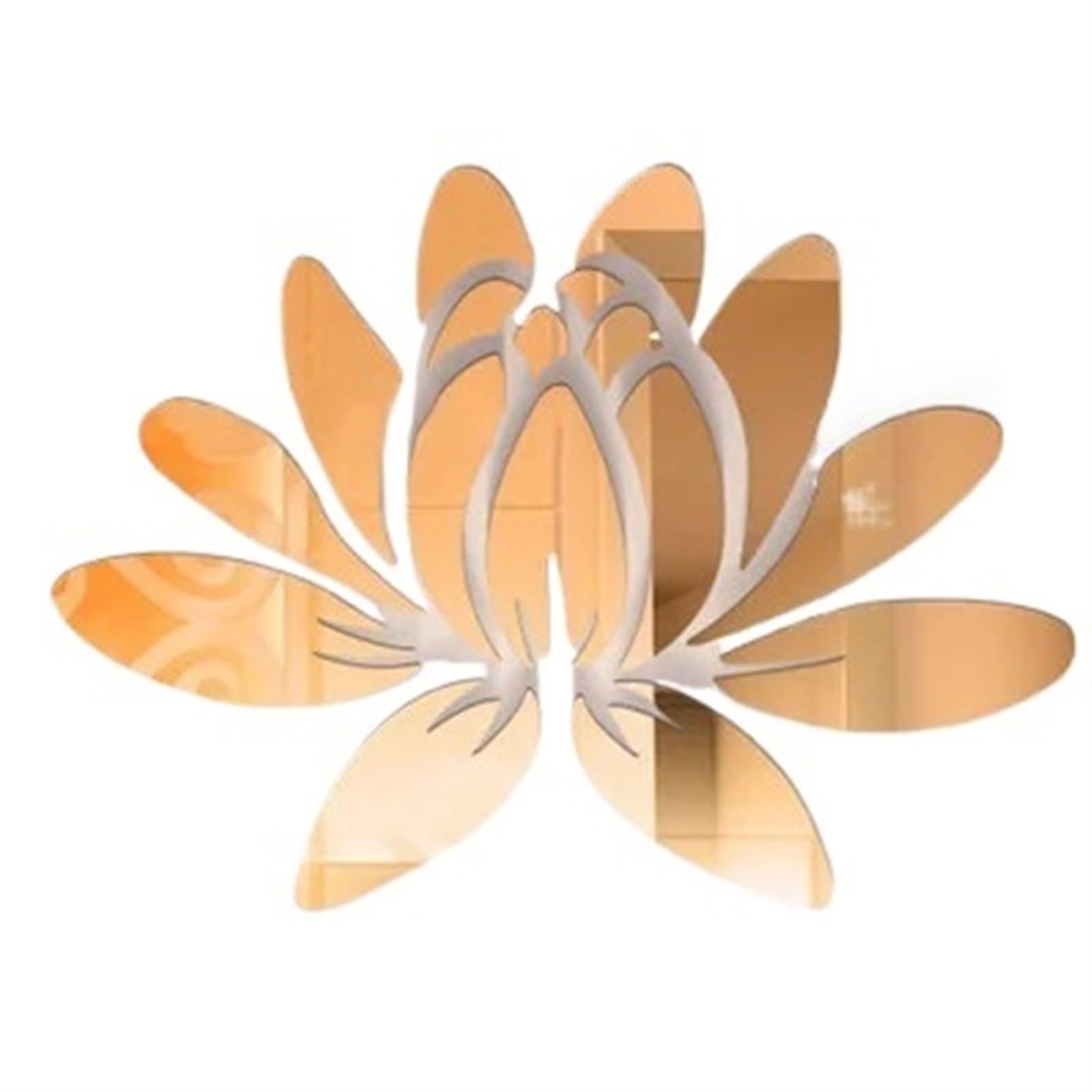 1set 3D DIY Lotus Flower Mirror Wall Sticker Removable Art Mural Decal Stickers for Living Room Bedroom Home Decorations for Bathroom(Gold)