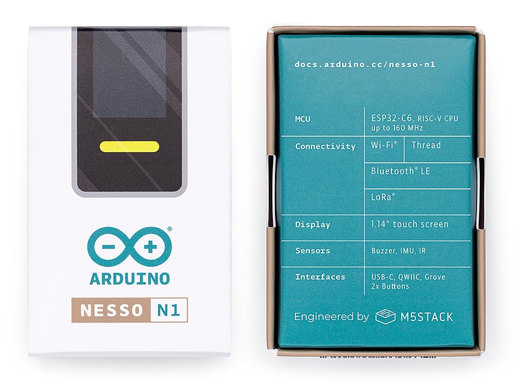 Arduino Nesso N1 [TPX00227] - (M5Stack) Kit IoT ESP32-C6 Tutto in Uno Wi-Fi 6, Bluetooth 5.0, Thread, LoRaWAN, IMU, IR, Display Touch da 1,14", Grove/QWIIC