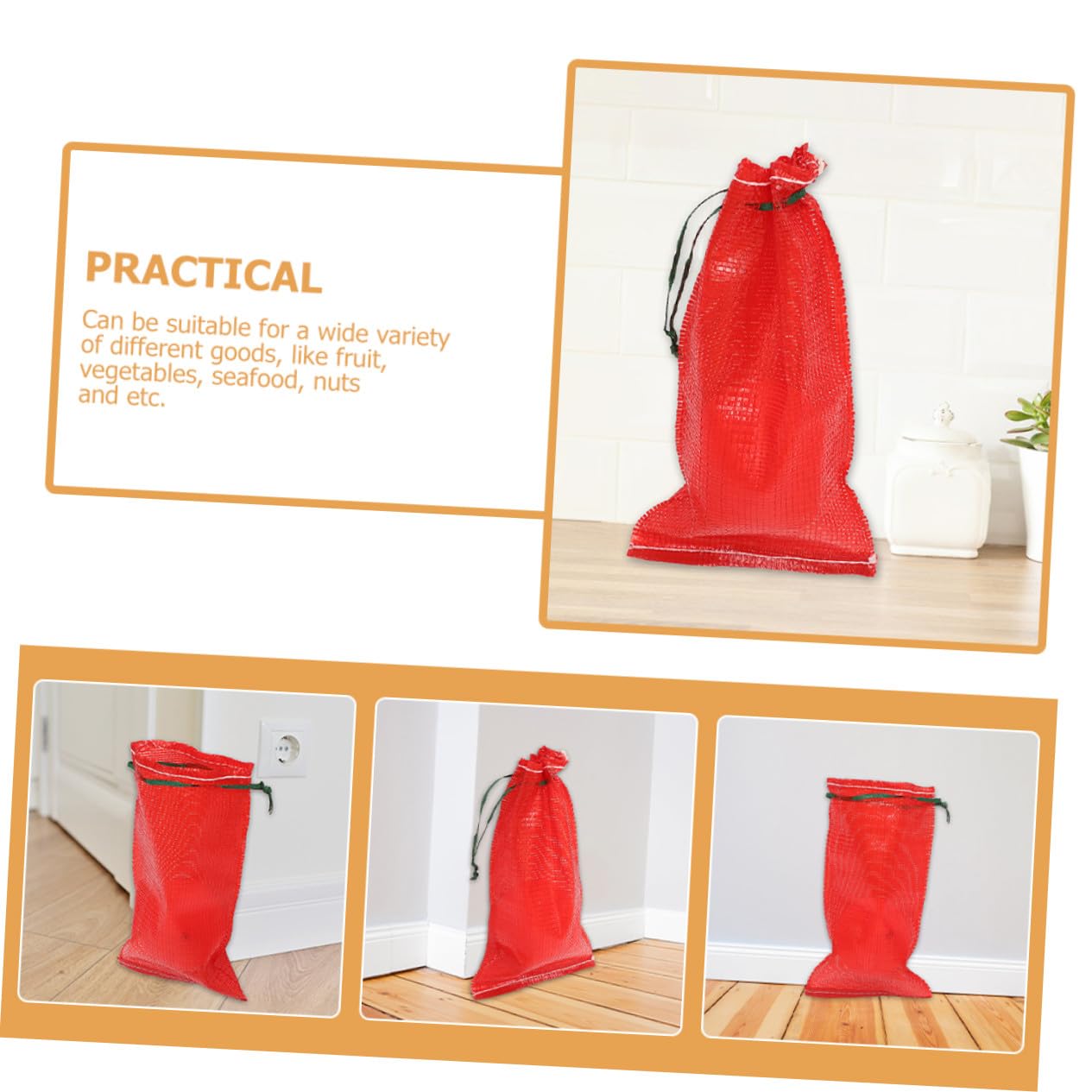 iplusmile Bolsa de Malla Cordón 50 Piezas Polipropileno Rojo 49x27 Cm