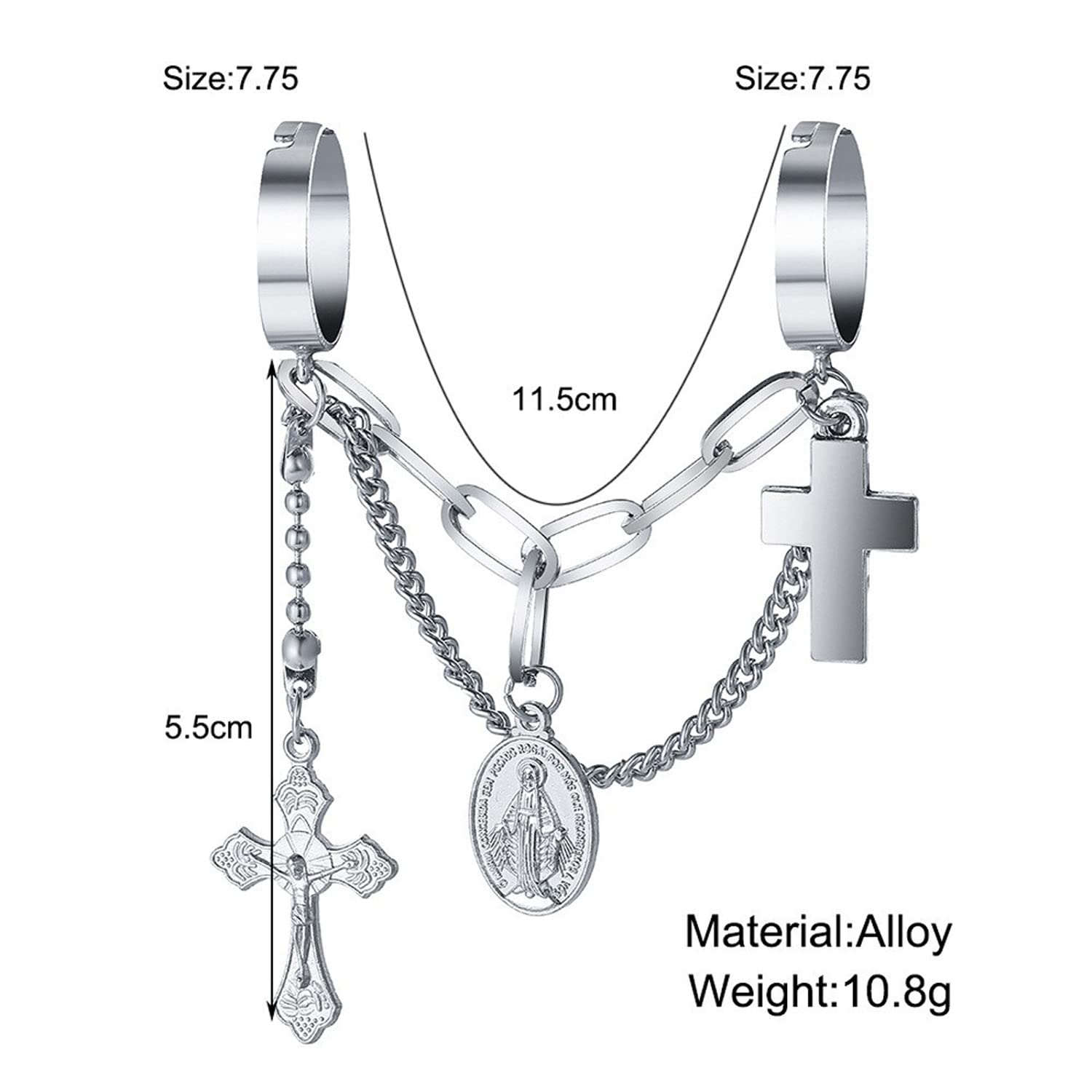 Plated Toned Cross Chain Ring Set