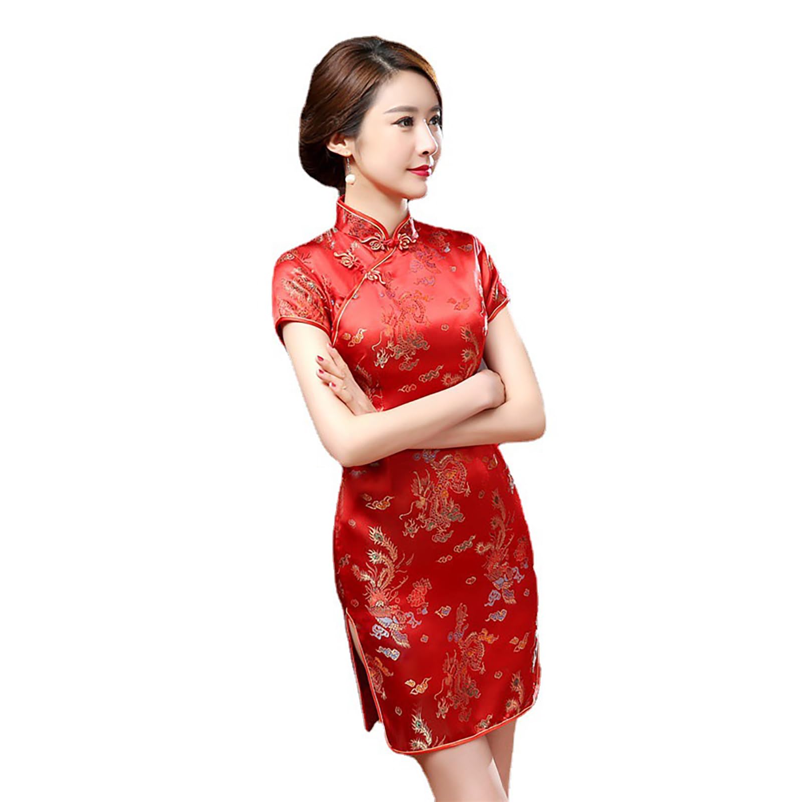 Chinese Style Dress Improves Cheongsam Temperament, Retro Long Silk Printed Daily Banquet Women's Performance Clothing