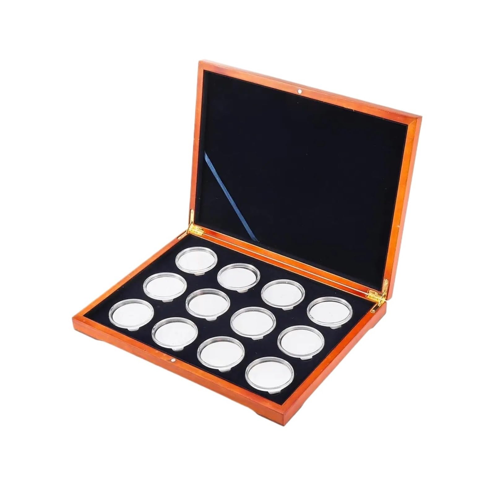 ZythrXLate Wooden Coin Collection Box 12Pcs Coin Holder Case Round Wood Box Coins Holders Storage Container Wooden Display Collection Protection for Coin Collectors
