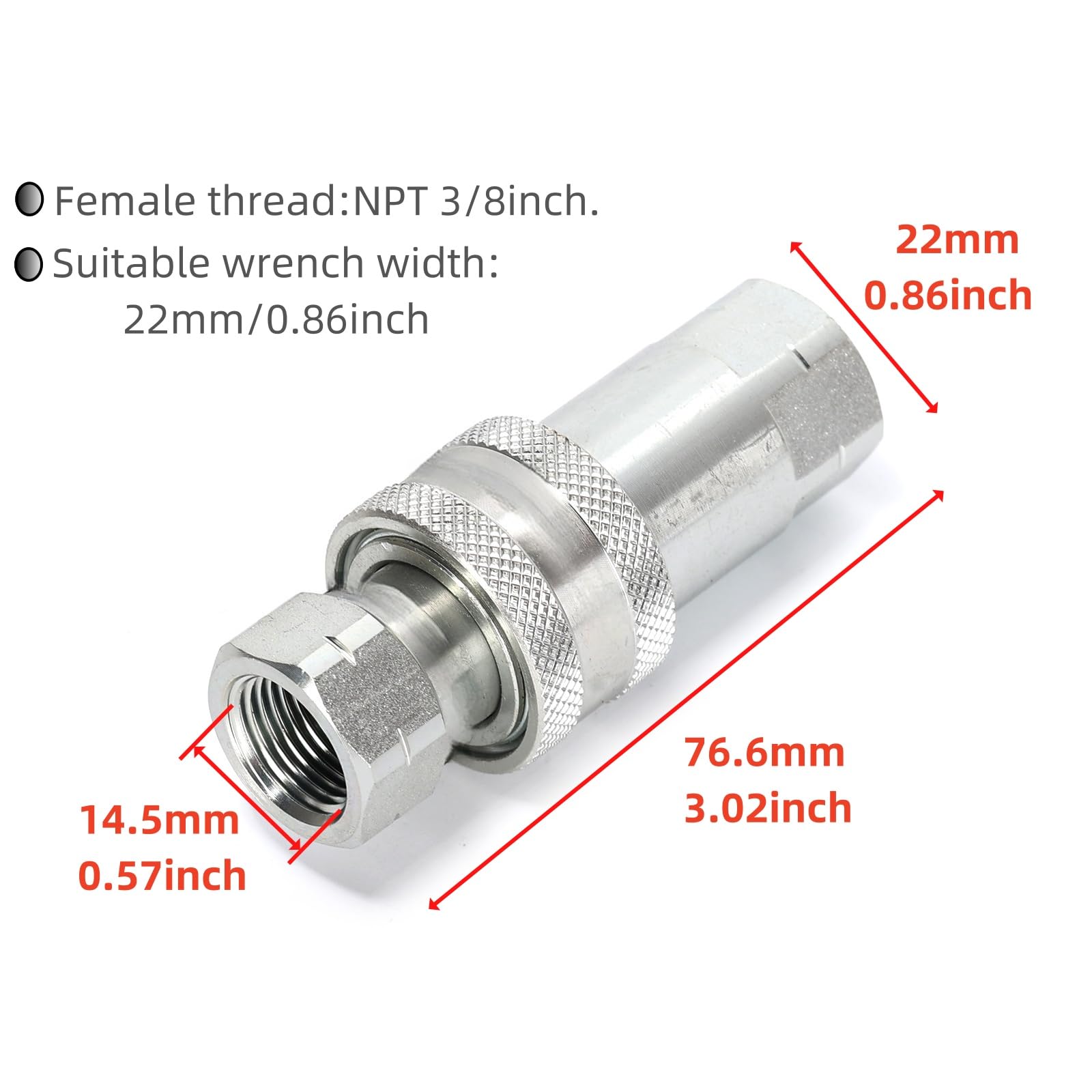 1Set Conjunto De Acoplador De Conexión Rápida Hidráulica NPT 3/8 Adaptador De Enchufe De Montaje De Tubería Hembra Adecuado Para Equipos Forestales Y Agrícolas De Construcción