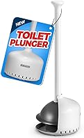FORASTO Heavy Duty Toilet Plunger with Holder - Double Layer Seal, Hidden Design, Ventilated Storage, White Bathroom Essential