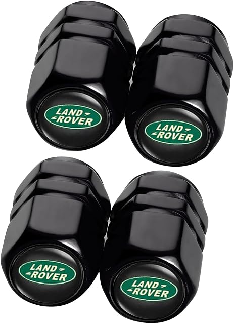 Tyre Valve Caps Suitable for Land Rover LR2 LR3 LR4 Range Rover Sport Defender Discovery Sport LR4 Land Cruiser Leak-Proof Valve Stem Cover Dust Caps for Car Tyres,Car Accessories, Silver(4 Pcs)