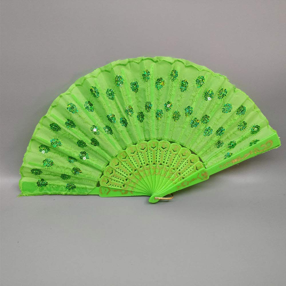 Abanicos chinos de plumas verdes para decoración de bodas