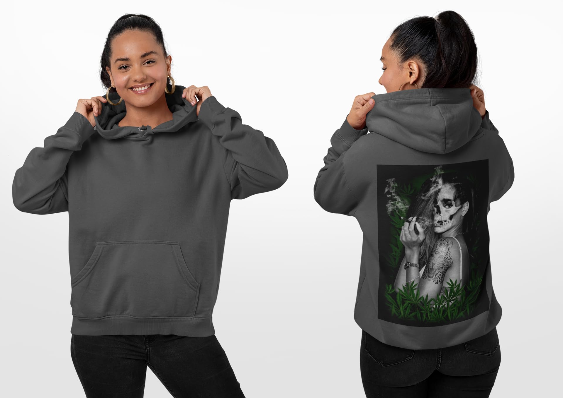 knut Fashion & Streetwear Przytulna bluza z kapturem damska motyw tatuażu czaszka design trupia czaszka damska bluza z kapturem strój tatuowany sweter clothes rozmiary XS-XXXL