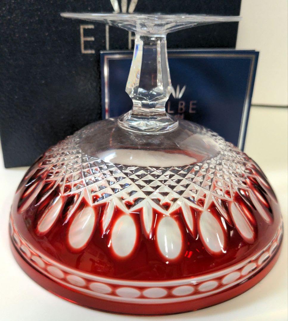 ELBE クリスタルレアクラレンドン ルビー ラウンドコンポート
