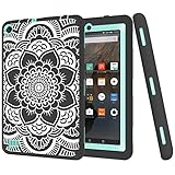 Fire 7 2015 Case, Pandawell Hybrid Heavy Duty Rugged Shockproof Cover for Amazon Fire (5th Generation - 2015 release) 7.0 Inch Tablet - Fllower