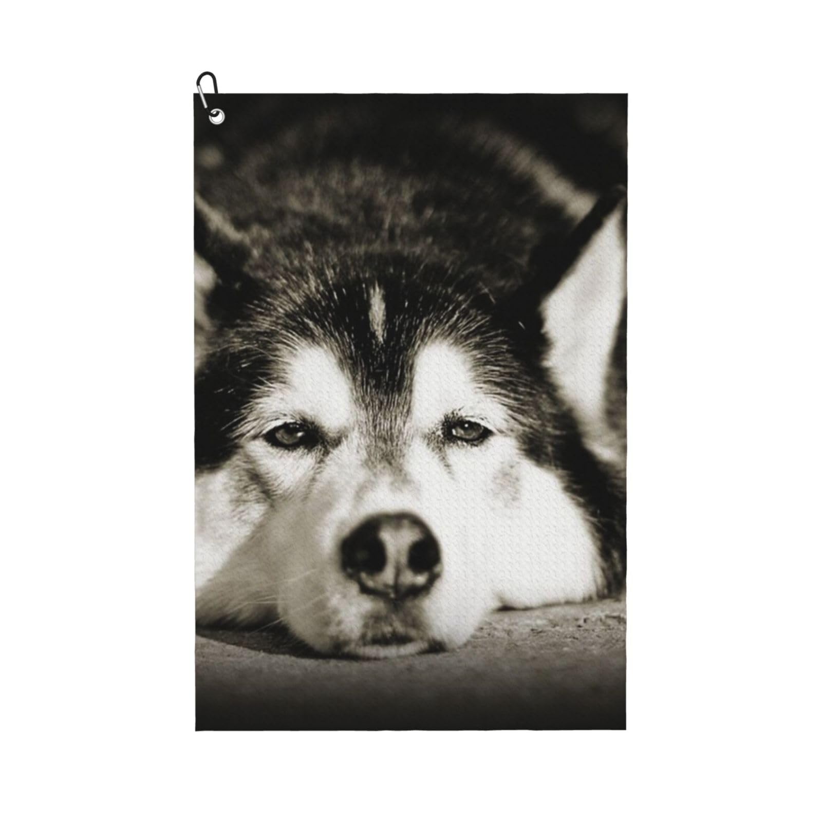 Hnnkloy Siberian Husky, 16x24 in Portable Waffle Golf Towels with Carabiner Clip for Golf Bag