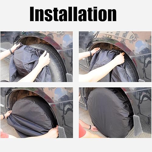 Miniatura 5 de Paquete de 4 fundas para neumáticos, fundas de ruedas Oxford para RV, camión, SUV, remolque, cámper, protectores de neumáticos impermeables anti-UV,