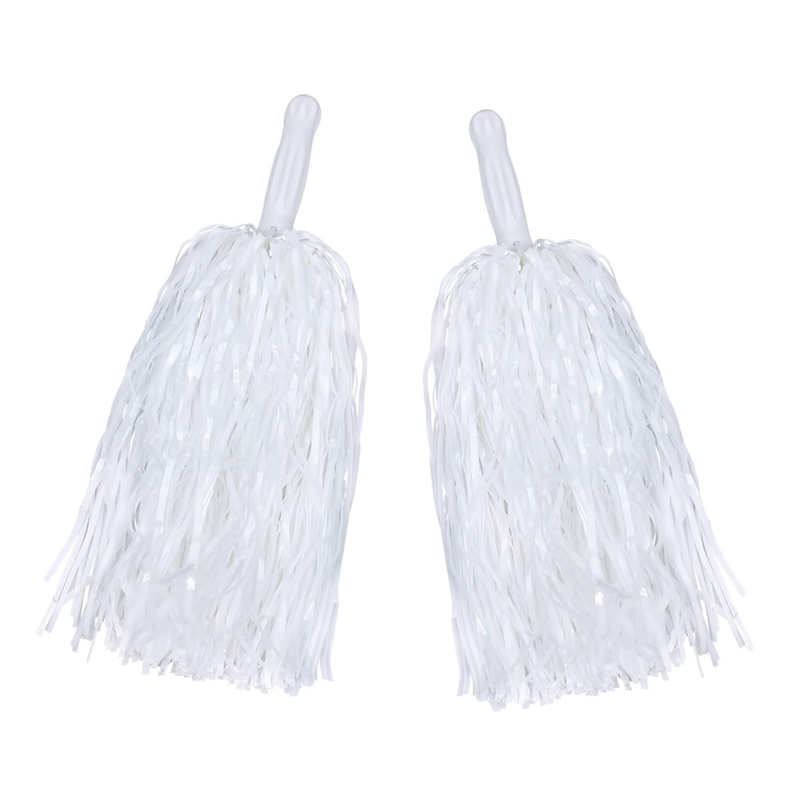 2 pompones blancos de animadora de papel metálico para escuadrones deportivos, bailes, fiestas, fútbol, baloncesto, celebración de actuaciones espirituales — view 6