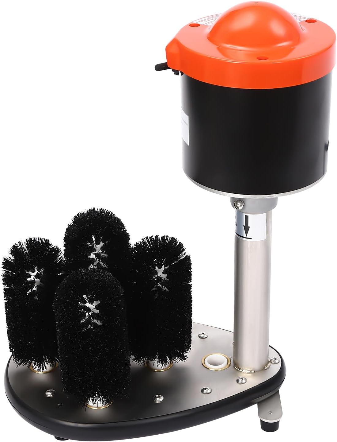 Electric Cup Washer, Commercial Glass Cleaning Machine, 5 Soft Bridged Brushes Bottle Sink Washers, Stainless Steel Wine Glasses Cleaners for Bars, Cafes, Kitchens, Home, Restaurants (Red)
