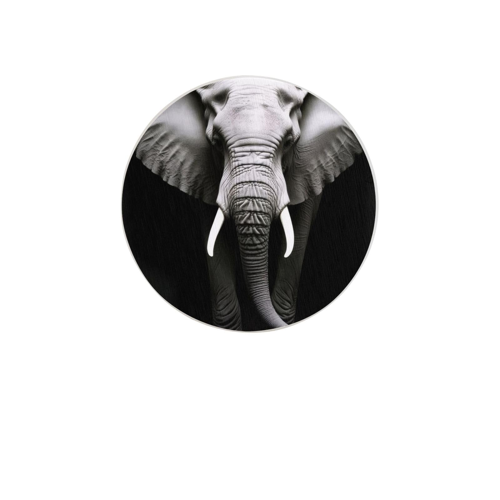 3D Gray Elephant Absorbent Drink Coasters Diatomaceous Round Coaster 4 Inch Reusable Cup Coasters Set 4pc