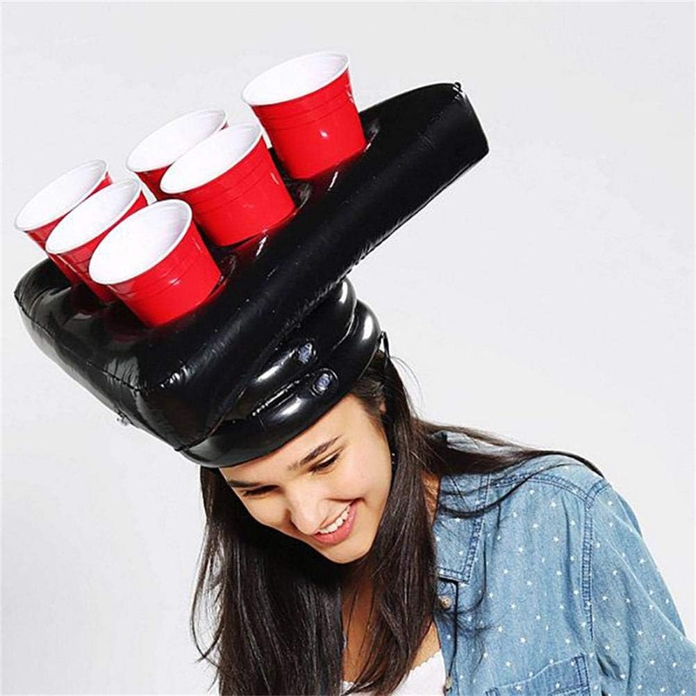 Inflatable Beer Pong Hat, Interactive Game Triangle Throwing Adult Drinking Games, Beer Pong Cups Fun Party Games for Parties Bars Swim Pool Party Supplies