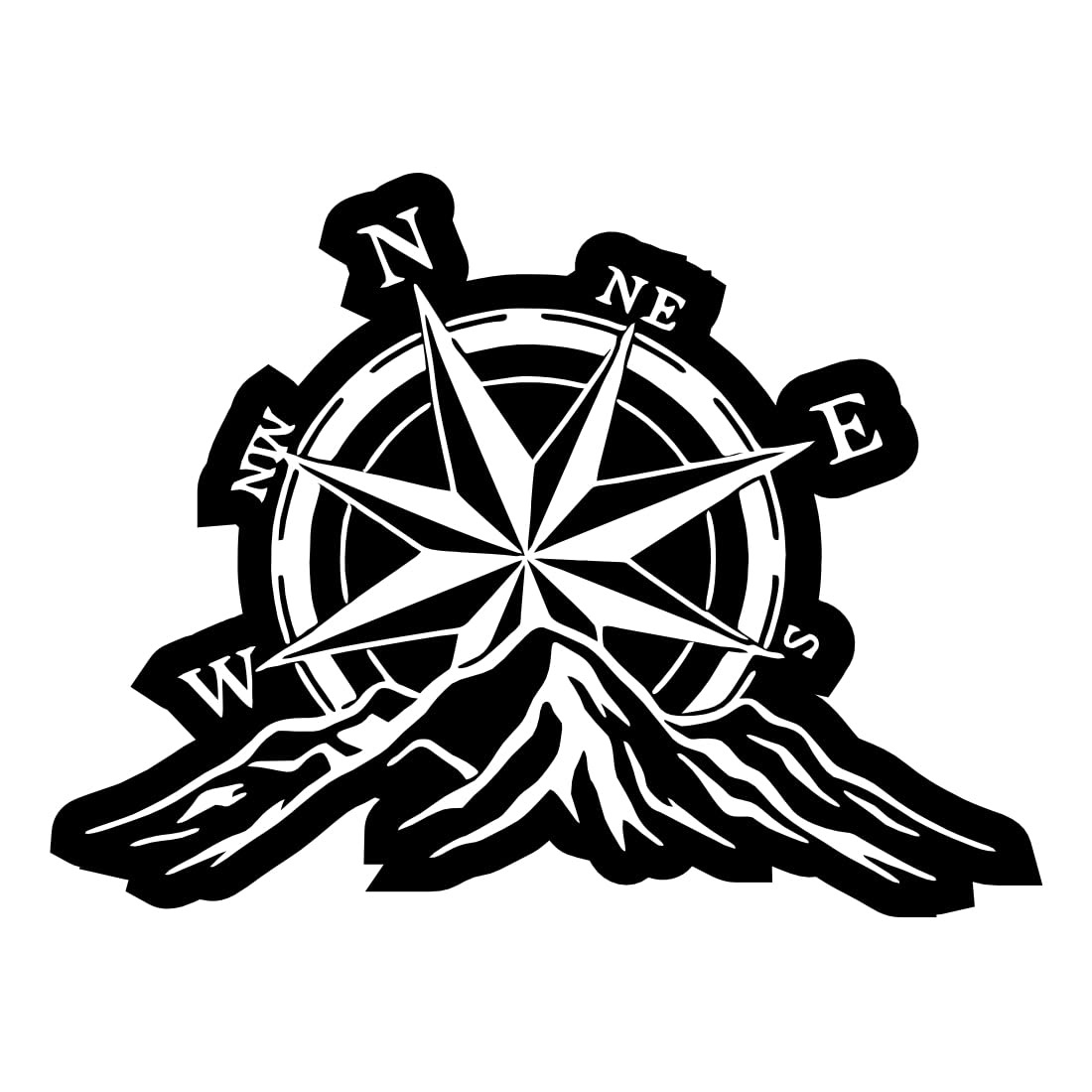 VOORKOMS Compass, Star & Mountain Sticker for Car, Bike, Phone, Wall Decoration & Other Motorbikes