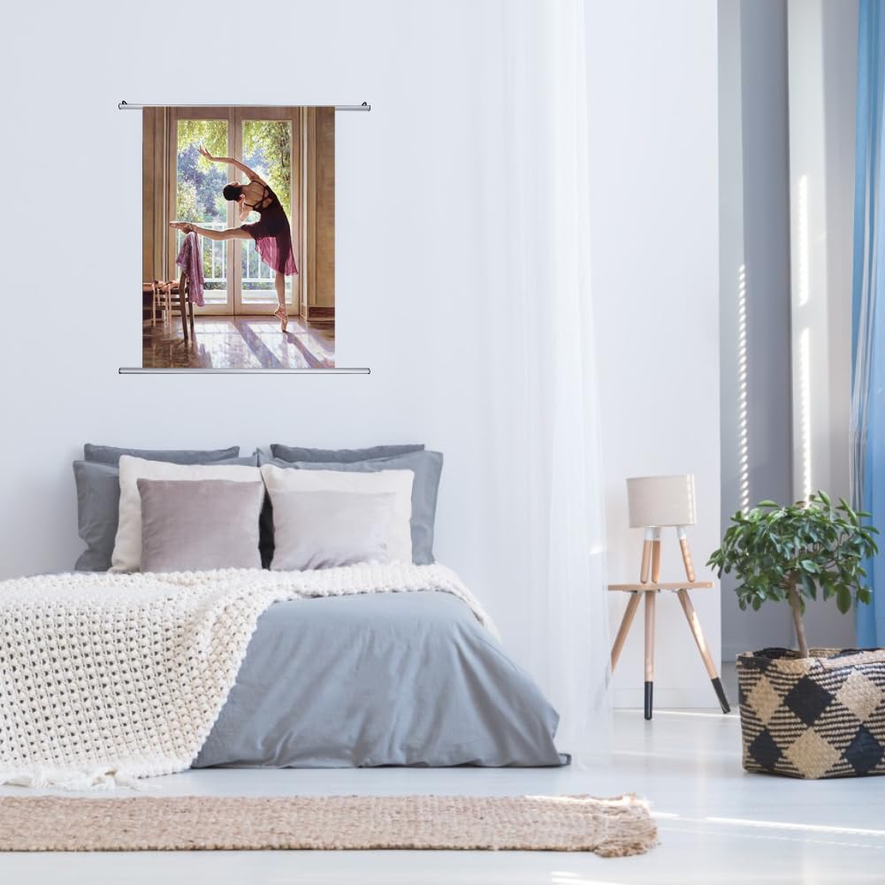 Cocoarm Clip Rail pour Affiches, 2 Barres de Suspension en Aluminium 1m (100cm) pour Bannières Textiles, Posters et Photos - Porte-Affiche Mural Sans Outil