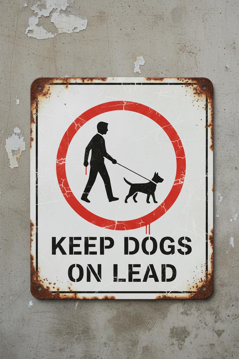 Wall Decor Keep Dogs On Lead - Prohibition Metal Sign 8x12Inch Clear Signage For S, Fences Vintage Signs Aluminum Plates Printed