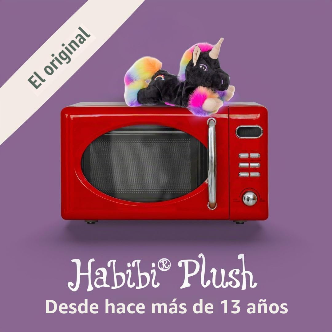 Habibi Cojín térmico prémium para niños y adultos – 1848 Unicornio Black Rainbow – relleno de mijo extraíble – peluche térmico para calentar en el microondas / horno, ideal también para bebés