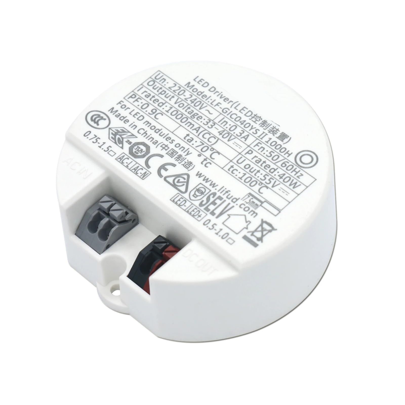 LED Driver 40W 30W 20W 18W 14W 12W 10W no Need to Weld DC33-40V lamp Ceiling Power Supply Lighting Transformer AC220-240V White(40W)