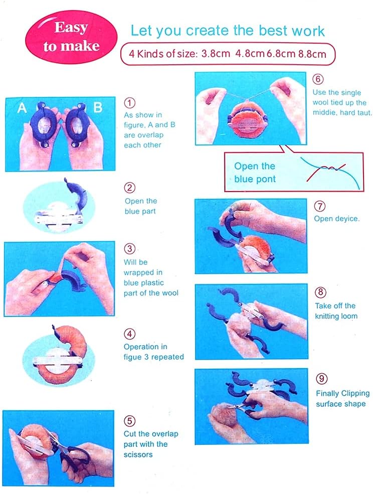 4 Sizes Pompom Maker Pompom Yarn Making Tools Needlework Knitting Tools DIY Weaving Wool Ball Weaver Needle Craft