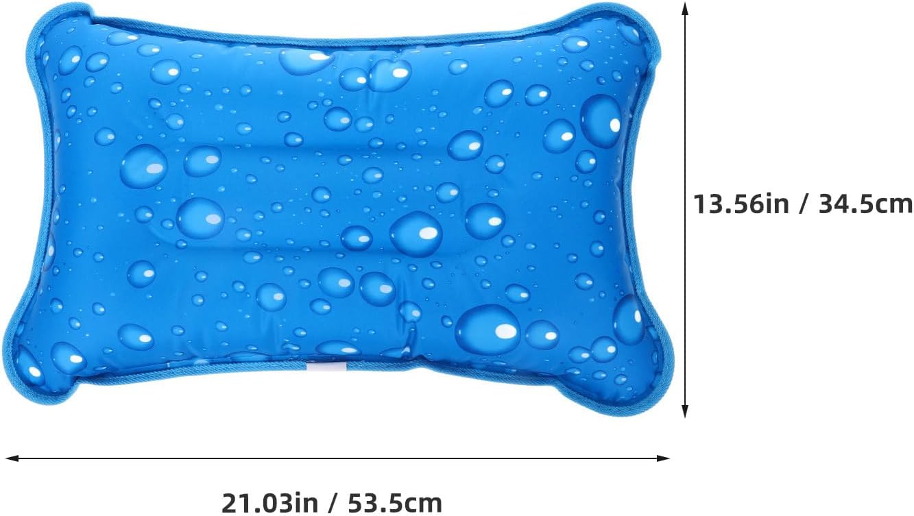 Inflatable Cooling Pillow 55x35cm Seasonal Rest Pillow with Water Injection Waterproof Design Blue Bead Surface for Adult Camping and Outdoor Rest
