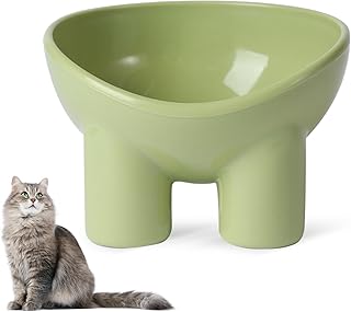 Katzennapf, Futternapf Katze mit 15° Neigung Design Erhöht Fressnapf Katze Nackenschutz Katzenfutternapf Kunststoff Wassernapf für Futter Wasser (Grün) product image