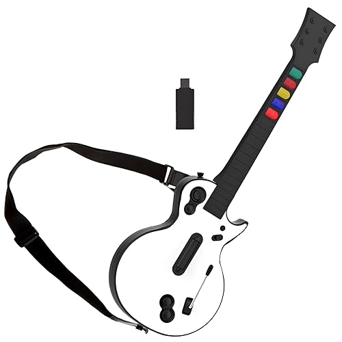 NBCP PC Guitar Hero Wireless Legends Rock Dongle Bundle for PS3/Computer Windows, Compatible with Guitar Hero, Rock Band, Clone Hero & Fortnite Festival - White for PS3,PS