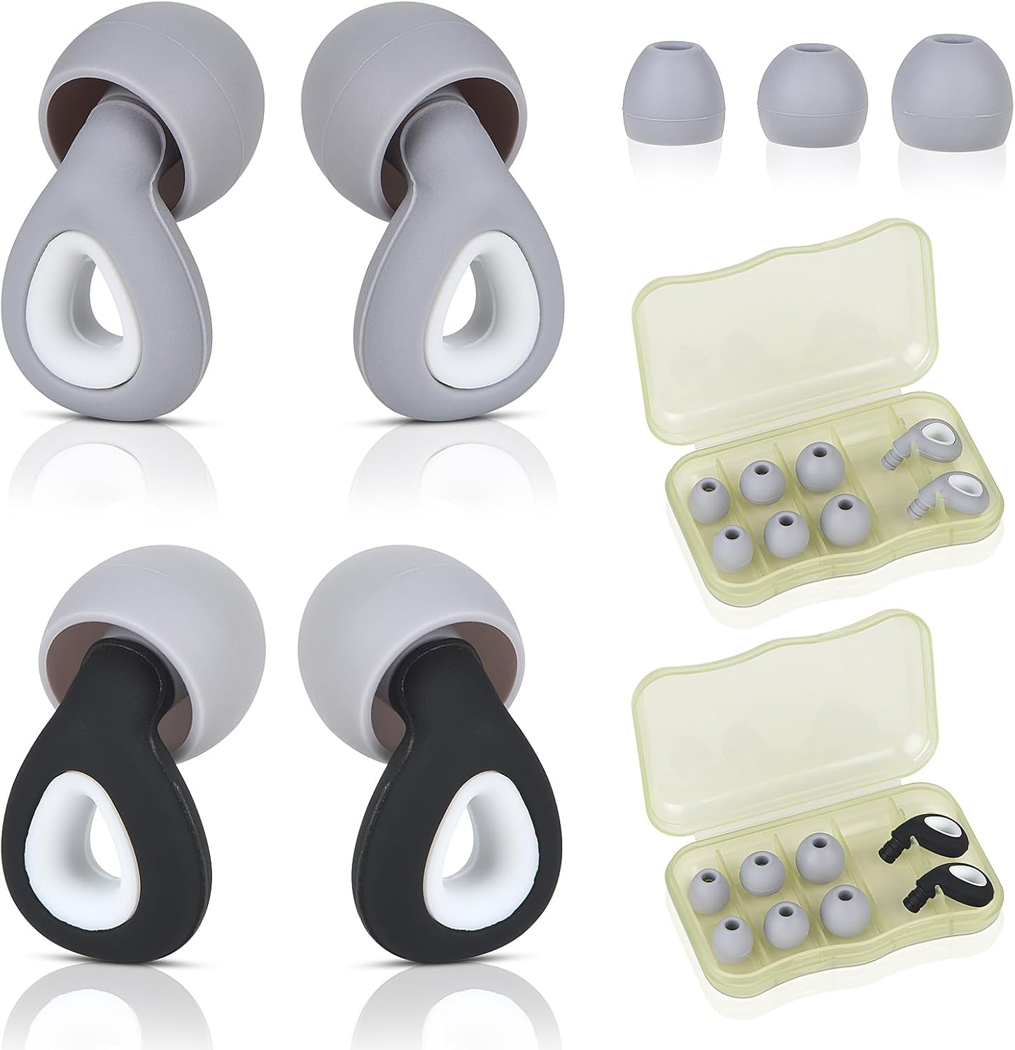 Reusable 35dB Reduction Trenhush Noise Cancelling Ear Plugs For Sleeping - 35dB Reusable Silicone Earplugs With 8 Ear Tips Sleeping Ear Plugs