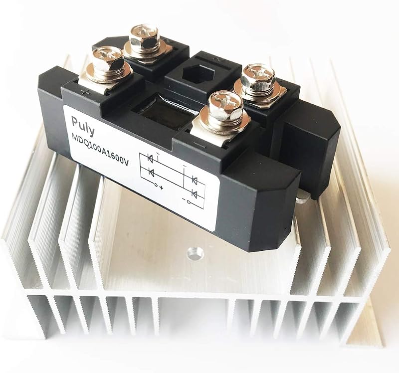Ponte retificadora Puly MDQ-100A monofásica, 100 A e 1600 V com dissipador – 1 unidade