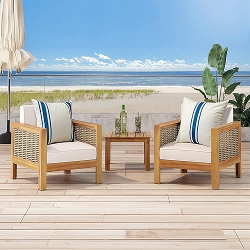 Miniatura 3 de OTOSTAR Paquete de 2 fundas de almohada para exteriores de 18 x 18 pulgadas, impermeables, decorativas, con geometría cuadrada, cojines de jardín