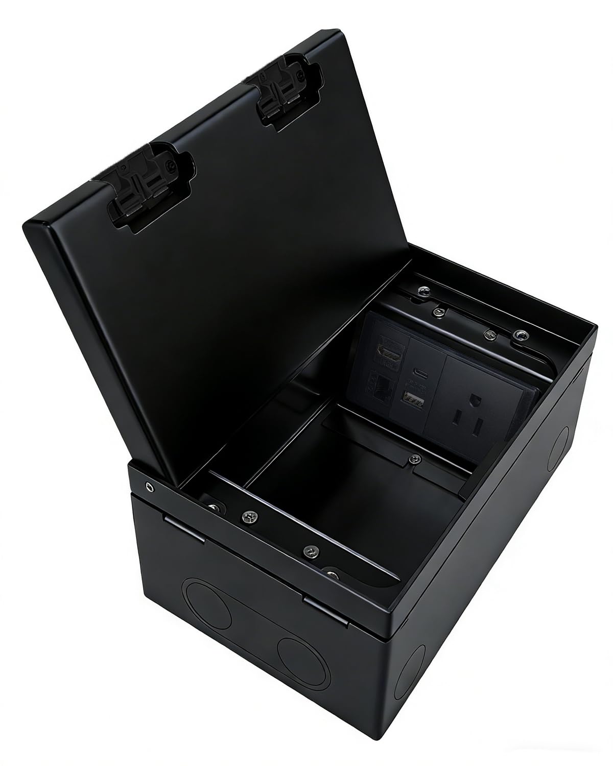 Floor Outlet Cover Box, Recessed Floor Outlet Cover Plate with 3 Socket, 2 LAN, 2 HDMI and 4.8A USB Chargers for Conference Room