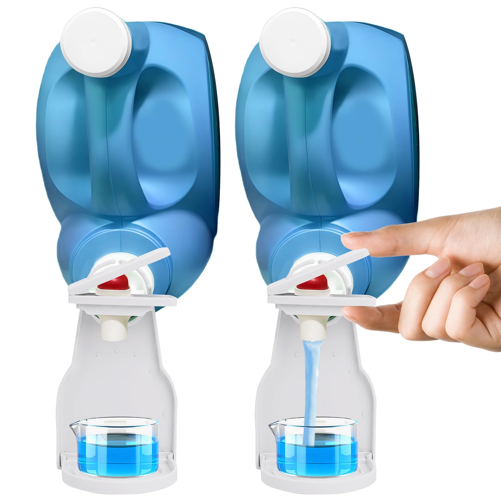 Dispensador de detergente para ropa e interruptor de ahorro de fuerza, 4 dispensadores de jabón, recogedor de goteo, accesorios de organización de lavandería para botellas de detergente líquido