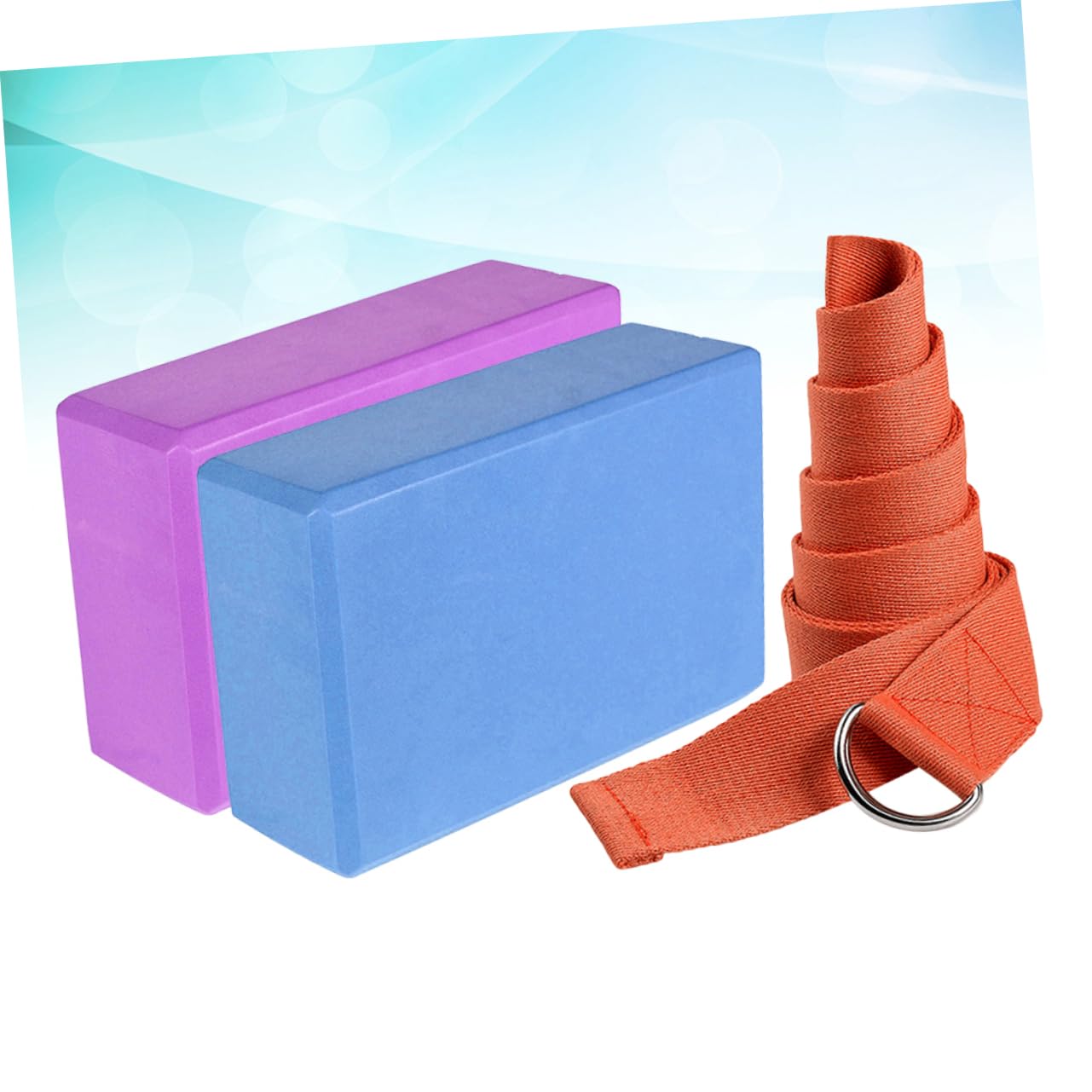 POPETPOP 1set Mattoncini Per Yoga Eva Con Cinghia Di Stretching Blocchi Antiscivolo Per Allenamento Flessibilità e Meditazione Colore Casual