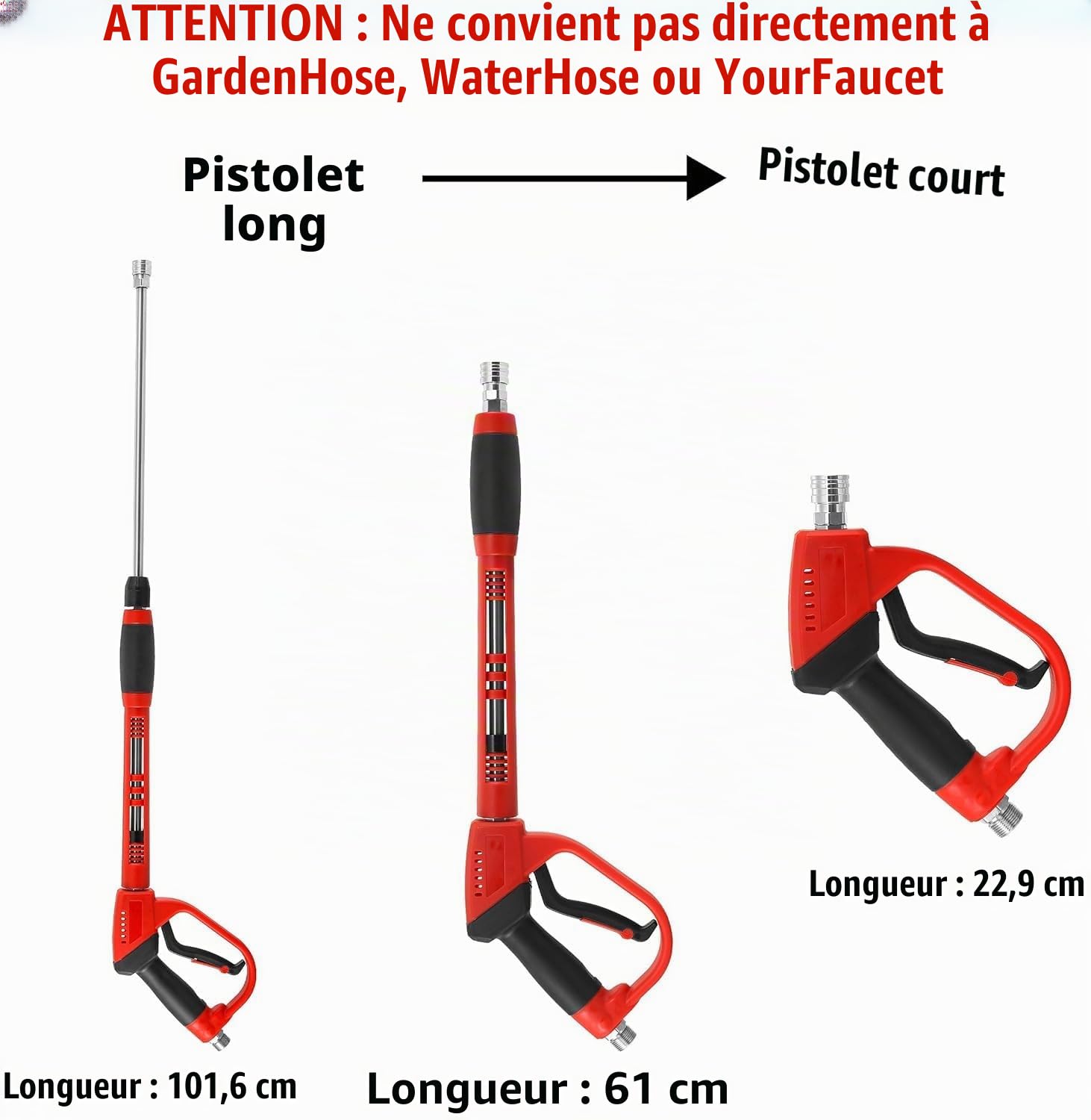 Tool Daily Pistolet de Nettoyage Haute Pression, avec Rallonge de Rechange, 5 Embouts de Buse, Raccord M22, 1 Mètre, 350 Bar