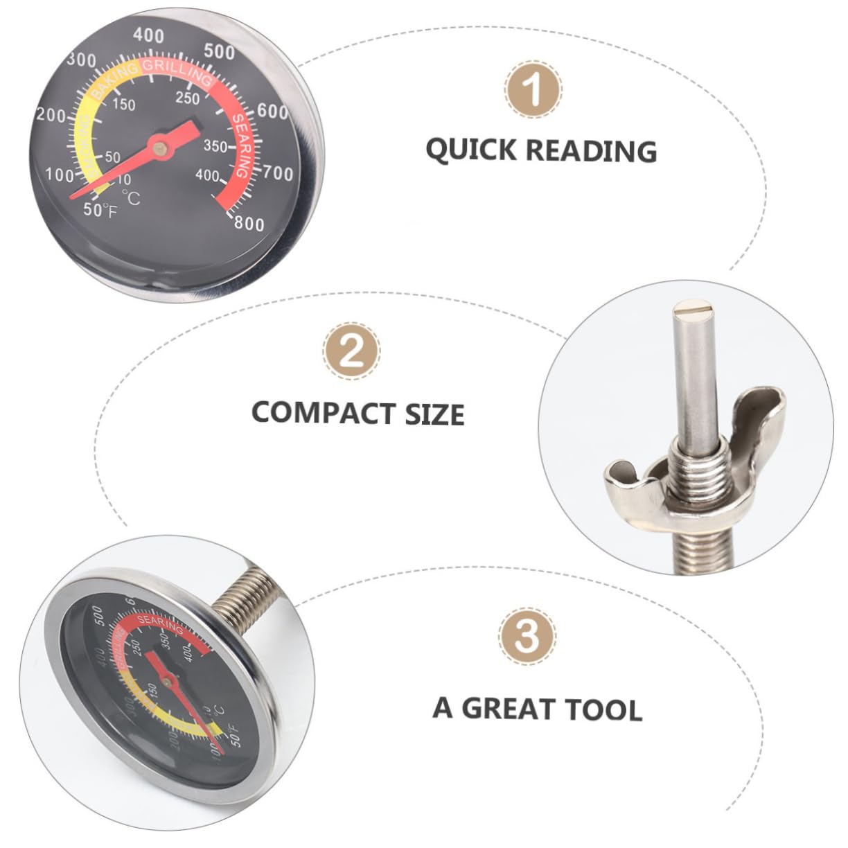 CIYODO Thermometer Heavy Duty Stainless Steel Cooking Thermometer for Grilling