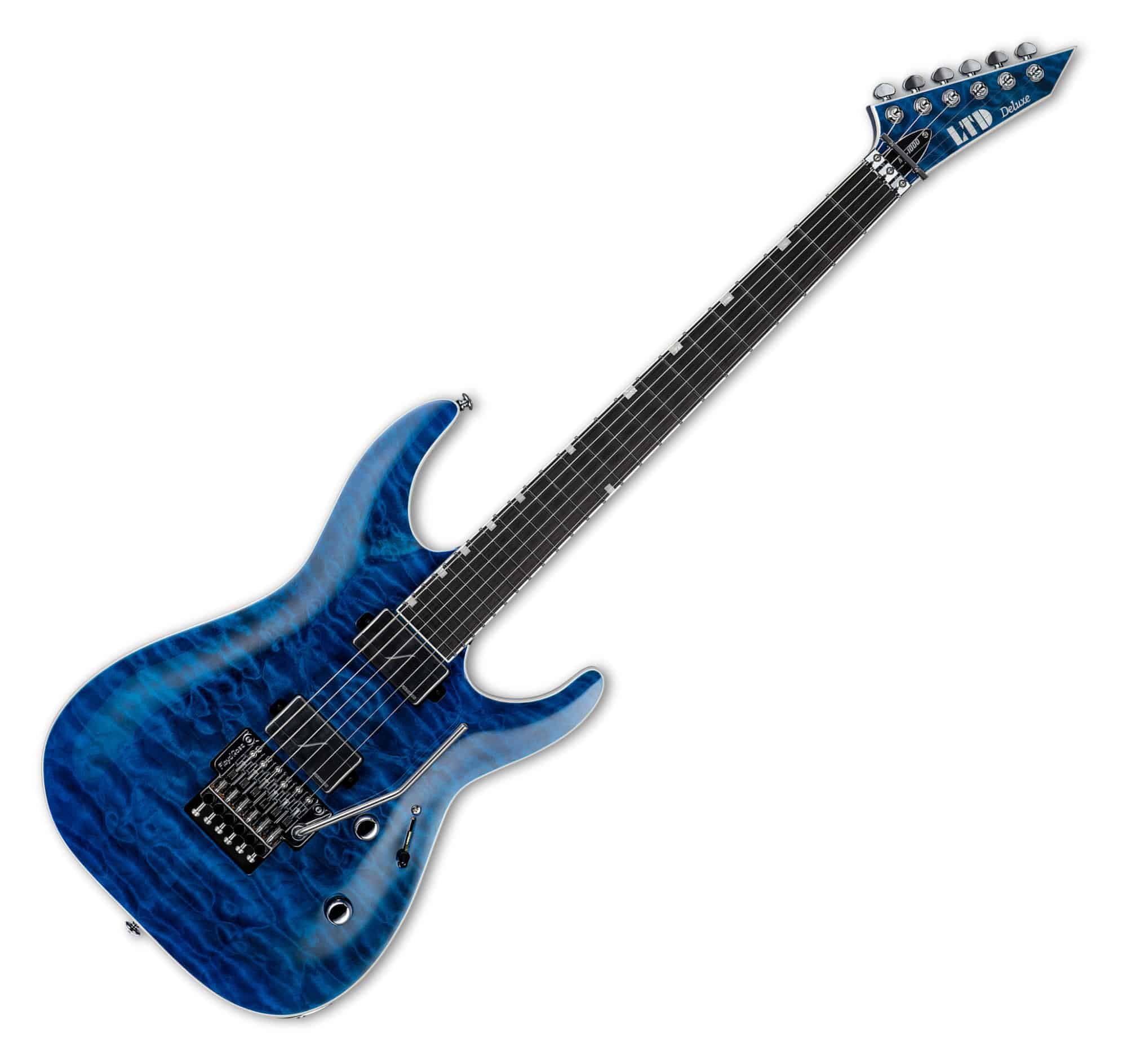 Amazon.com: ESP LTD MH-1000 QM Electric Guitar - Black Ocean