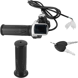 Electric Bike Throttle, 48V Half-Twist Throttle Grip Lock Key Set LED Display Ebike Throttle for Ebike Motorcycle Scooter