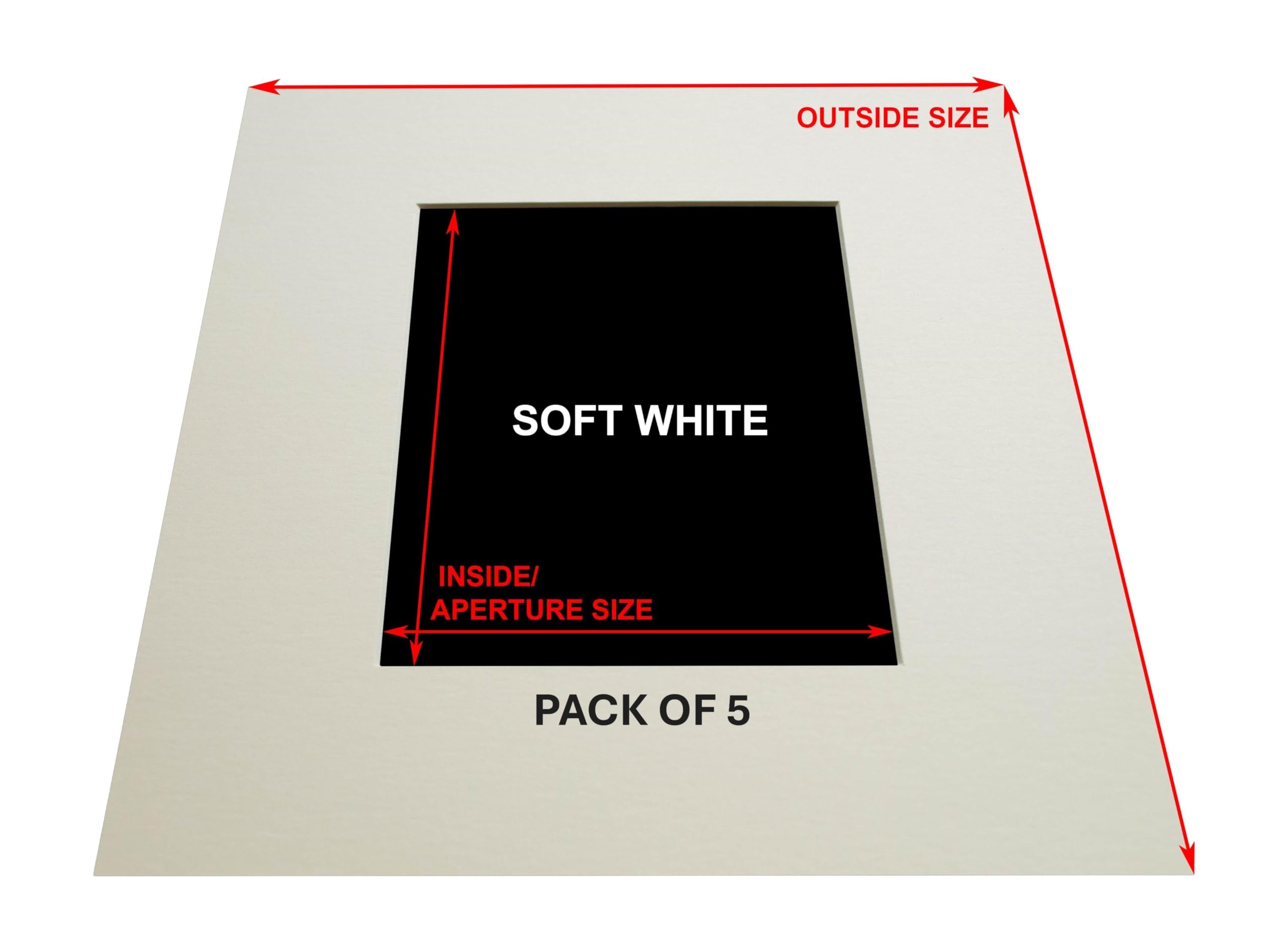 50X40CM Mount for A3 - Image/Photo/Picture- Soft White - Pack of 5