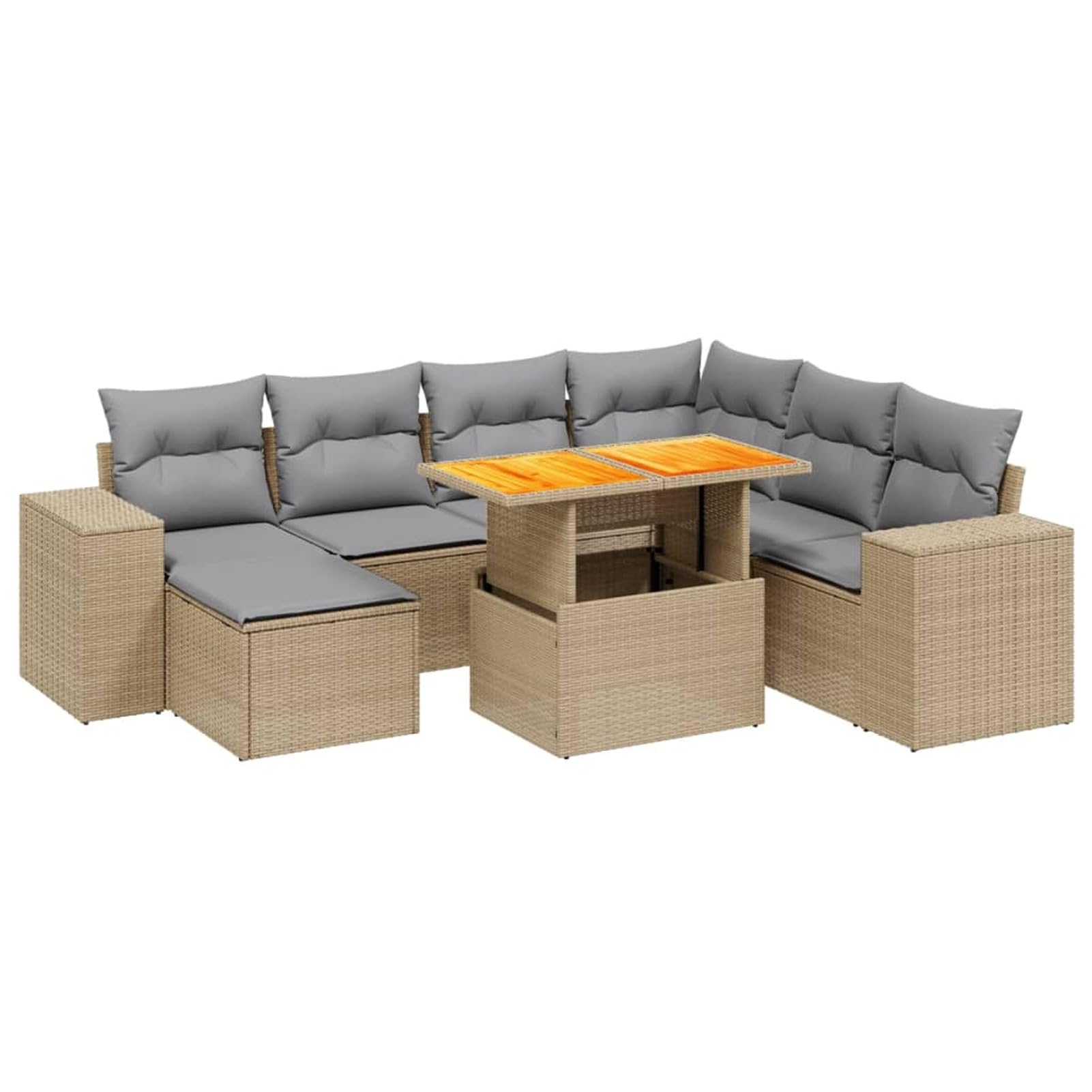 Lechnical Set Divano da Giardino 8 pz con Cuscini Beige in Polyrattan,Set di Conversazione per Patio,Set Salotto da Esterno,Set Divano da Giardino Esterno-3275943
