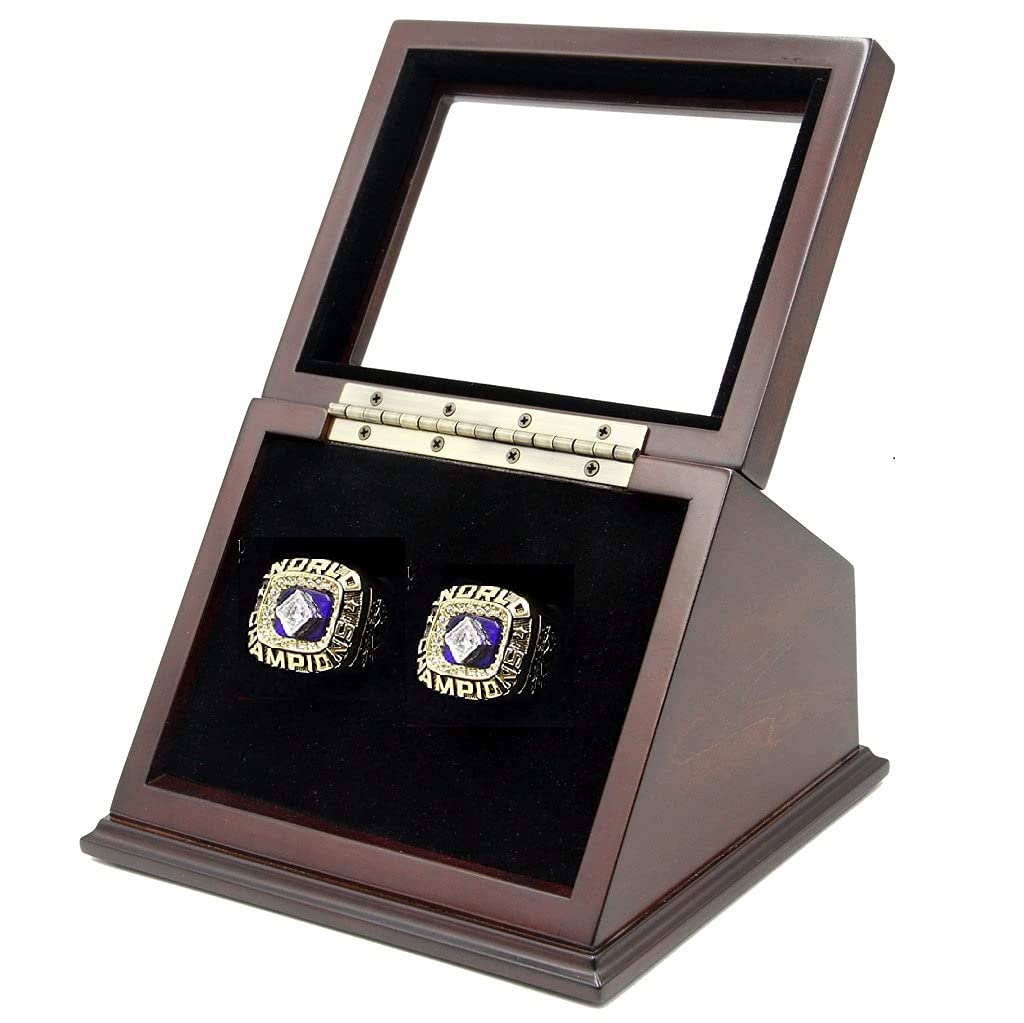 Wooden Display case Shadow Box for Sports Championship Rings from 1 Slot to 7 Slots with Glass Windo