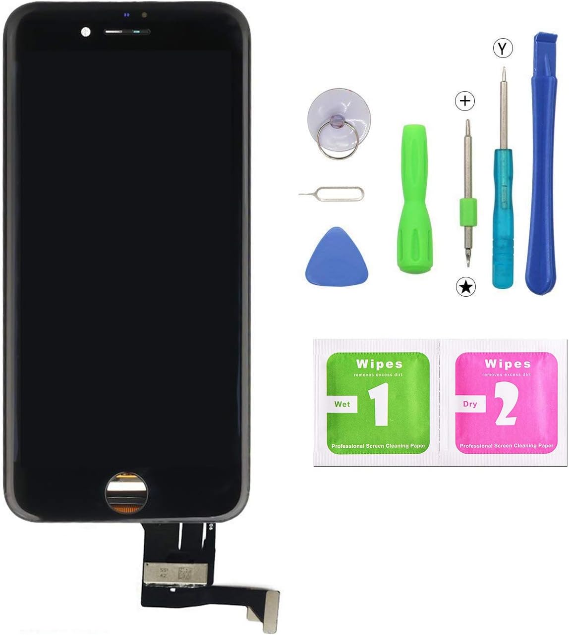 Screen Replacement for Iphone 7 LCD Display and Touch Screen Digitizer Replacement Full Assembly with Repair Tool Kit(Black, 4.7Inch, for Iphone 7)