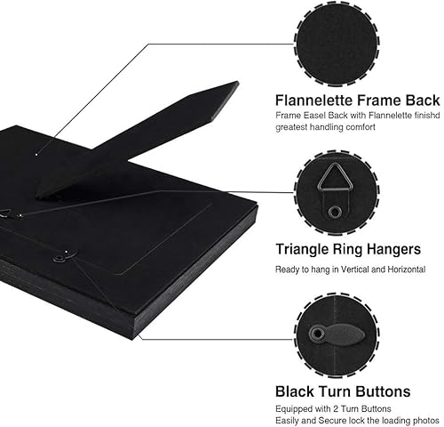 Miniatura 2 de LaVie Home Marcos de fotos de 5 x 7 pulgadas (1 paquete, negro) juego de marcos de fotos rústicos con vidrio de alta definición para montaje en