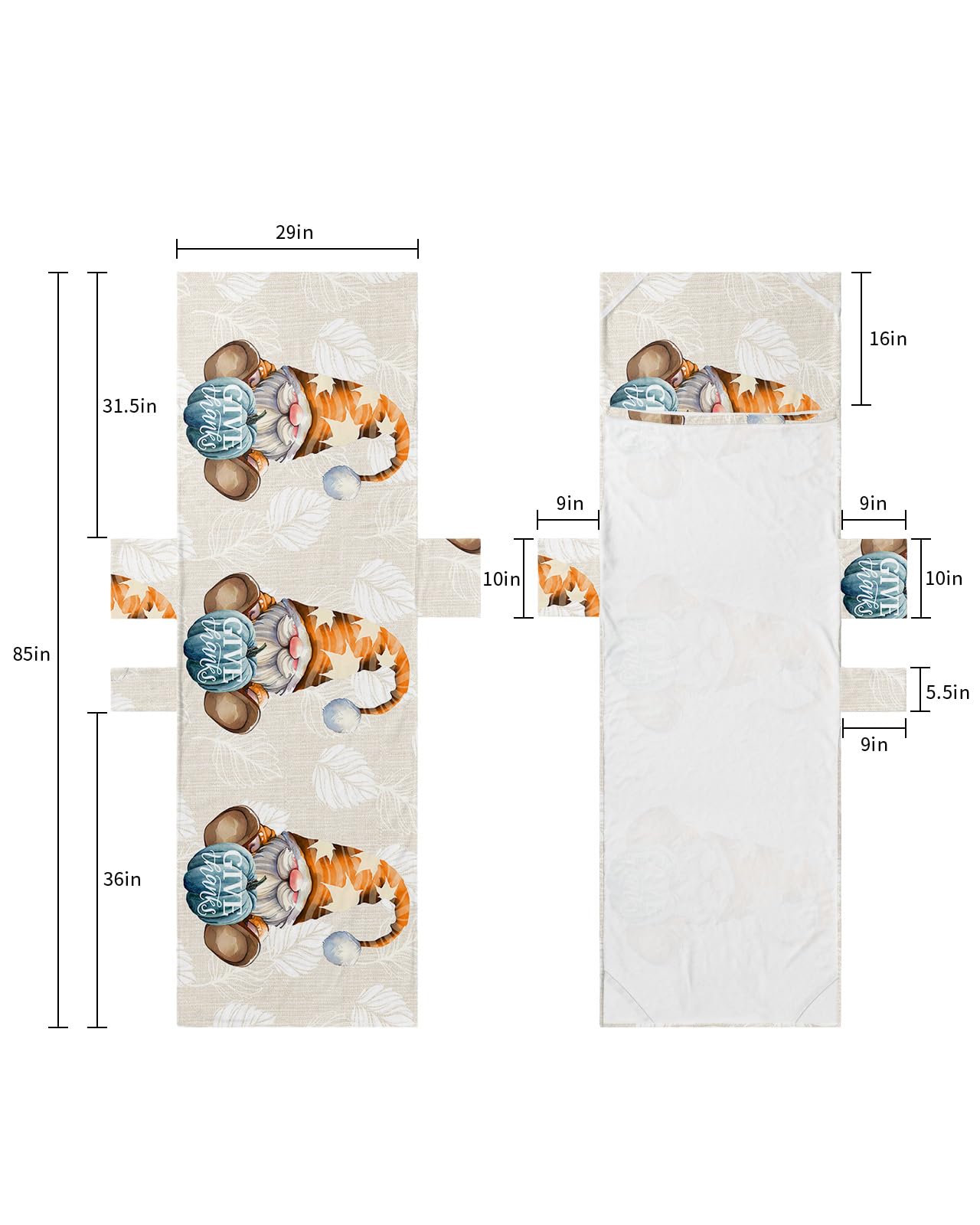 Fall Gnomes Beach Lounge Chair Towel Cover, Soft Chaise Lounge Towel with Side Pockets Patio Pool Chairs Cover for Beach/Pool Sunbathing 29x85 Thanskgiving Blue Pumpkin Give Thanks Maple Leaf