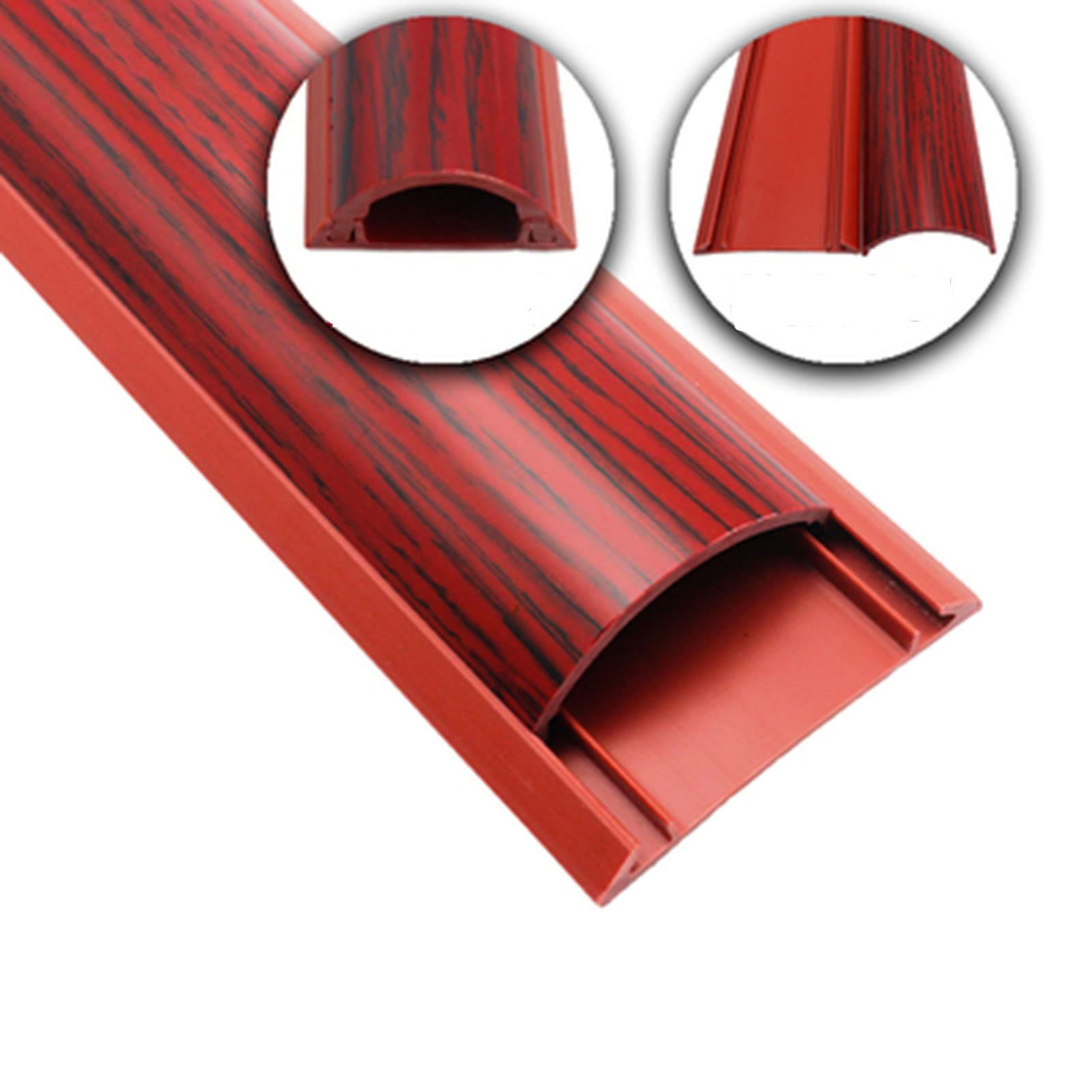 Cache-cordon, Couvercle d'organisateur de goulotte câbles demi-rond marron 30x12 mm 1m